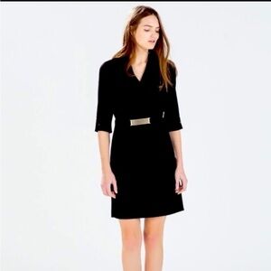 Zara Black Shift Dress with Mesh Gold Belt & Accents